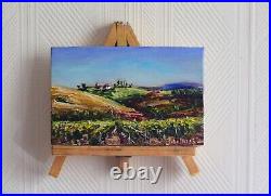 Southern Landscape Original Oil Painting Vineyard Tuscany Impressionism