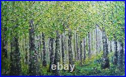 Spring Forest Extra Large Canvas Original Oil Painting Platte Impasto Textured