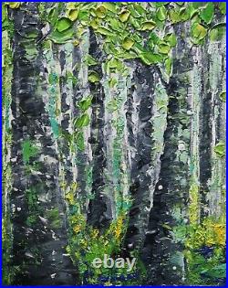 Spring Forest Extra Large Canvas Original Oil Painting Platte Impasto Textured