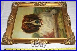 St. Bernard Dog Original Antique Signed Oil Painting on Canvas, 19th Century