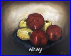 Still-life Oil Painting on Canvas Fruits in Black Plate