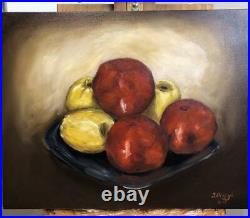 Still-life Oil Painting on Canvas Fruits in Black Plate