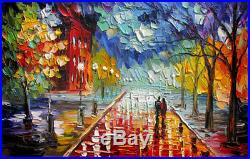 StretchedOur Night Painting Palette Knife Oil Painting, Hand Painte on Canvas