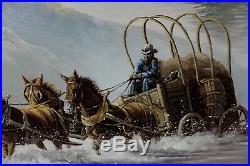 Stunning! John Stanford Oil Painting Western Stagecoach Horses Scene