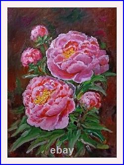 Stunning oil painting hand painted on canvas Peonies, free shipping