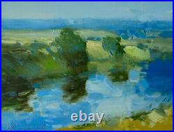Summer Lake, Original Oil painting, Handmade artwork, One of a kind