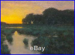 Sunset Wetlands Realism Landscape OIL PAINTING ART IMPRESSIONIST Original Grass