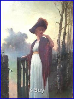 Superb Antique English Painting Ernest W. Appleby 1889 Oil on Canvas Gilt Frame