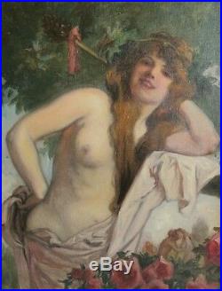 Superb Original Art Nouveau Oil Painting RICHARD GEIGER c. 1900 Austrian