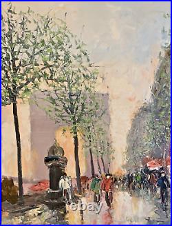 T. Trencev 1996 Paris Champs-Élysées, Arc de Triomphe Oil on Canvas Painting R69