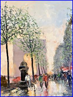 T. Trencev 1996 Paris Champs-Élysées, Arc de Triomphe Oil on Canvas Painting R69