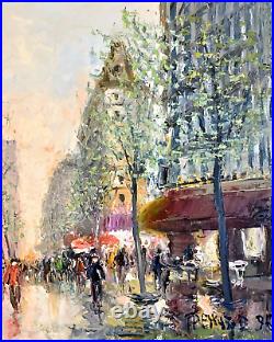 T. Trencev 1996 Paris Champs-Élysées, Arc de Triomphe Oil on Canvas Painting R69