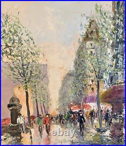 T. Trencev 1996 Paris Champs-Élysées, Arc de Triomphe Oil on Canvas Painting R69