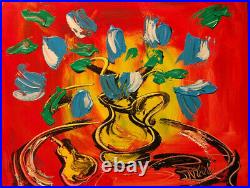 TULIPS ABSTRACT ORIGINAL OIL Painting Stretched IMPRESSIONIST WEWF3