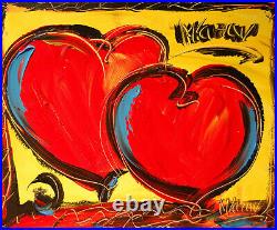 TWO HEARTS ART Abstract Modern Original Oil Painting SIGNED BY ARTIST 56eh