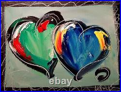 TWO HEARTS original Oil On Canvas PAINTING STRETCHED
