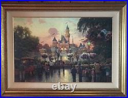 Thomas Kinkade Disneyland 50th Anniversary 24 X 36 A/P with rare Disney Frame