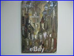 Trevor Lawrence 1971 Signed CityScape Abstract Oil Palette Knife Style Painting