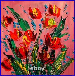 Tulips Original Oil Painting Abstract Modern Art 4f54