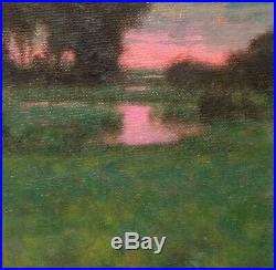 Twilight Tonalist Wetlands Impressionism Art Oil Painting Landscape Sunset Tonal