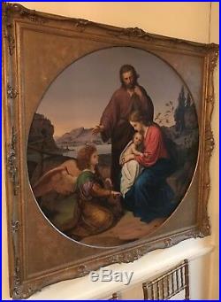 VERY RARE ORIGINAL The Holy Family by Carl Müller Oil on Canvas tondo PAINTING
