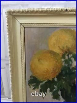 VINTAGE FLORAL STILL LIFE OIL PAINTING CANVAS BLOOMSBURY LOOK SHABBY CHIC 54cm