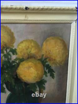 VINTAGE FLORAL STILL LIFE OIL PAINTING CANVAS BLOOMSBURY LOOK SHABBY CHIC 54cm