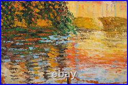 VIntage Post-Impressionist OIl On Canvas River Reflection