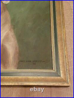 VTG 1968 Mary Clars Brumley WEIMARANER DOG OIL PAINTING on Canvas Original Frame