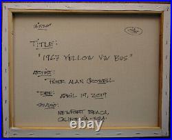 VW BUS Import camper 1967 YELLOW Volkswagen painting 16x20 original BIG Crowell