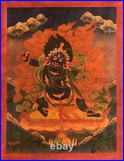 Vajrapani Old Oil Varnished Original Hand-painted Tibetan Thangka Painting