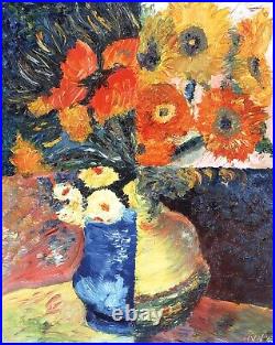 Van Gogh Flowers, 15x18, Original Oil Painting, Frame, Floral, Art Gallery