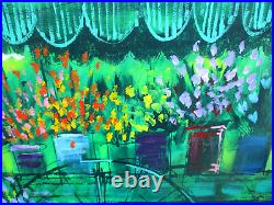 Vanguard Studios Large Oil Painting Impressionist Flower Cart Lee Reynolds