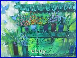 Vanguard Studios Large Oil Painting Impressionist Flower Cart Lee Reynolds