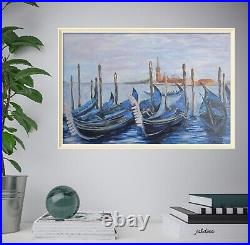 Venice wall art, Venice oil painting, Venice gondolas, Italy seascape painting