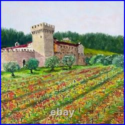 Vineyard Landscape Oil Painting on stretched canvas original. Pleinair Palette