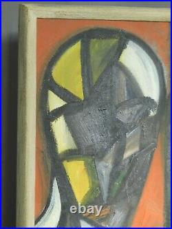Vintage Abstract Oil Painting Cubism Double Portrait Lovers Mid-Century COLOR
