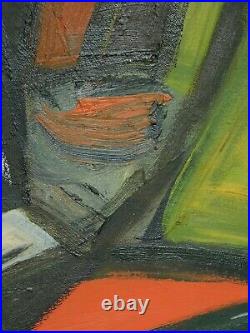 Vintage Abstract Oil Painting Cubism Double Portrait Lovers Mid-Century COLOR