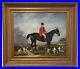 Vintage-American-Original-Oil-Painting-English-Fox-Hunt-Master-Horse-Hounds-01-ounv
