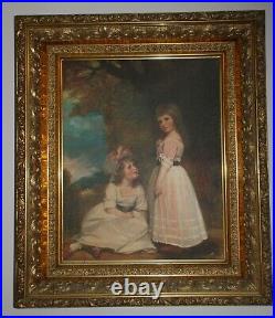 Vintage DeNunzio Oil Painting in Stunning 19th c. Deep Wood and Gilt Gesso Frame