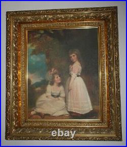 Vintage DeNunzio Oil Painting in Stunning 19th c. Deep Wood and Gilt Gesso Frame
