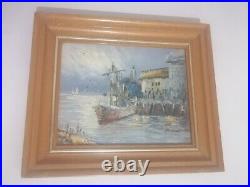 Vintage Frank Canvas Oil Painting Original Hand Peinted Marine 12.6x10.6