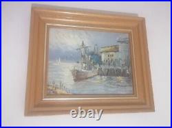 Vintage Frank Canvas Oil Painting Original Hand Peinted Marine 12.6x10.6