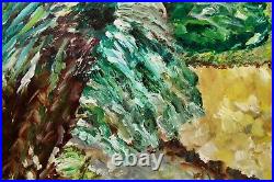 Vintage Green & Yellow Landscape Oil Painting Signed Eric de Vienne 2004