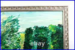 Vintage Green & Yellow Landscape Oil Painting Signed Eric de Vienne 2004