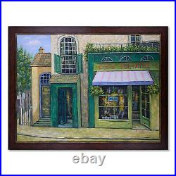 Vintage Impressionist Oil On Canvas View Of A Cafe