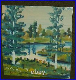 Vintage Impressionist River Landscape Oil Painting