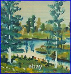 Vintage Impressionist River Landscape Oil Painting