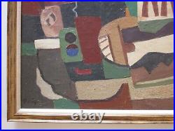 Vintage MID Century Cubist Cubism Abstract Painting Non Objective 1950's King
