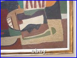 Vintage MID Century Cubist Cubism Abstract Painting Non Objective 1950's King
